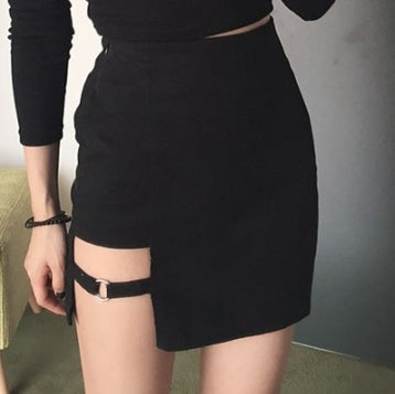 Korean Style Black Hip Skirts