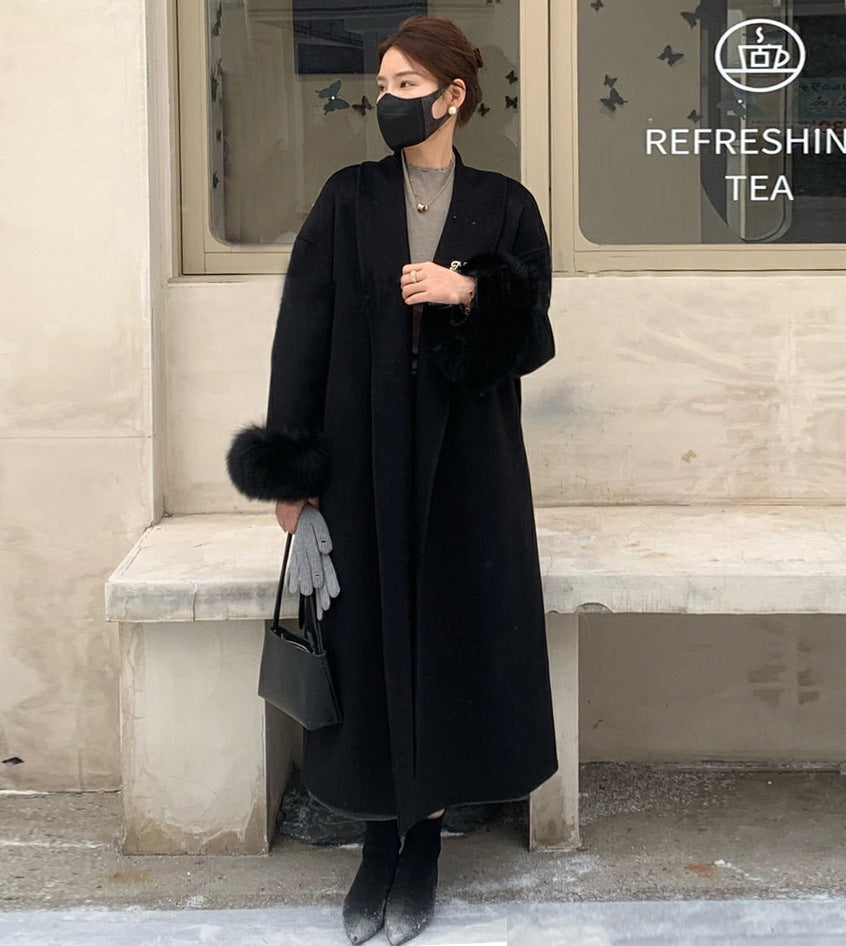 Women's Long Lapel Reversible Cashmere Coat