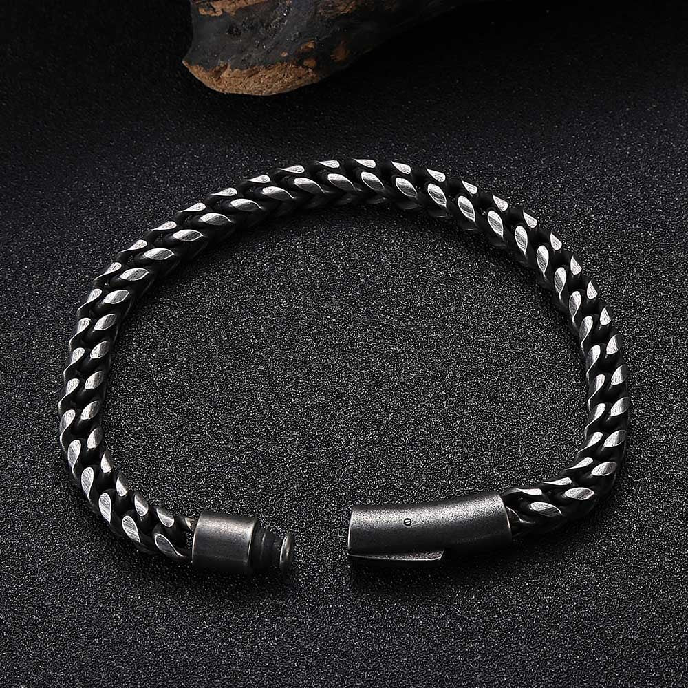 Men's Stainless Steel Round Mill Simple Fashion Titanium Steel Vintage Bracelet