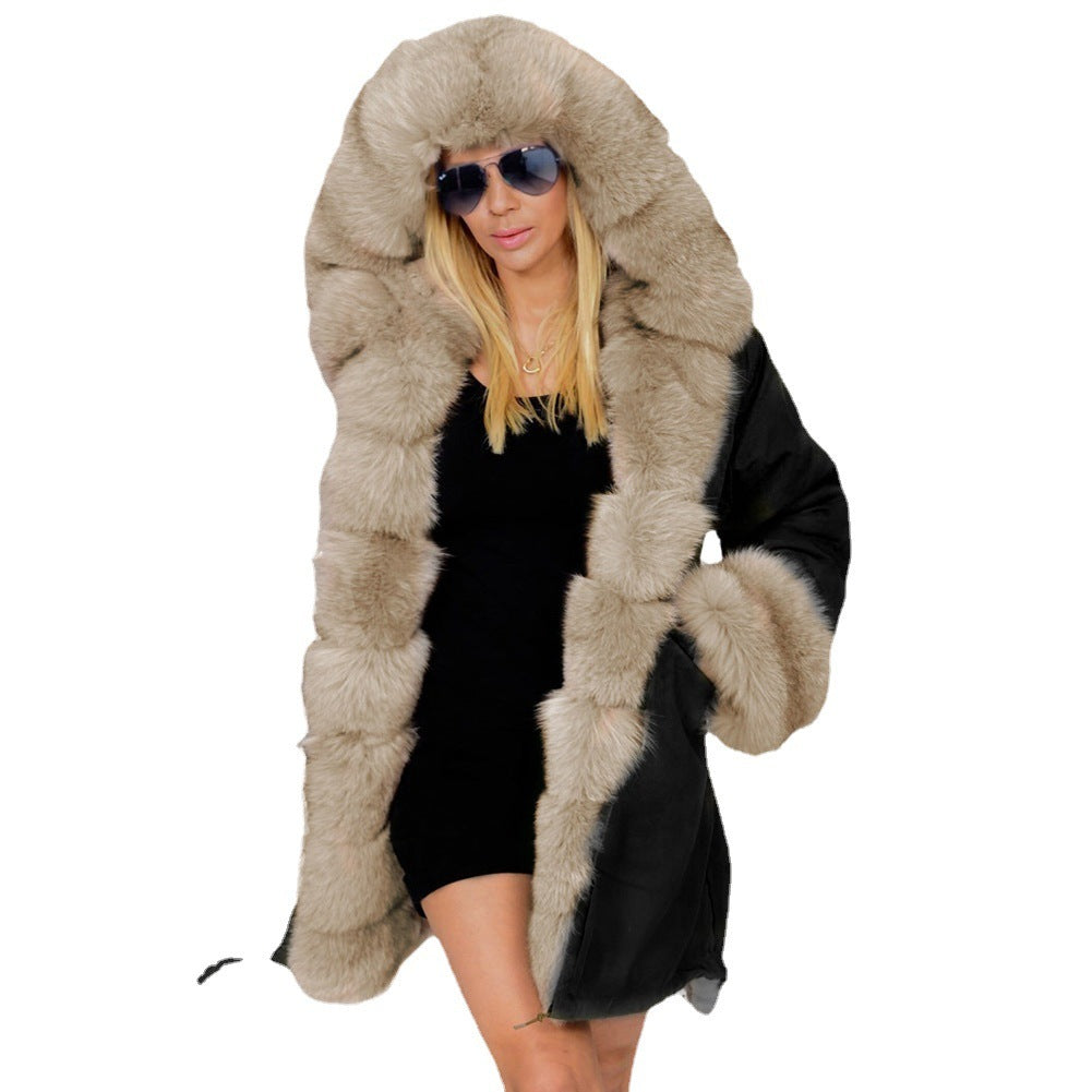 Cotton-padded Jacket Fur Collar Coat Hooded