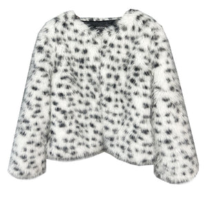 Fur Black And White Spots Women's Short Coat