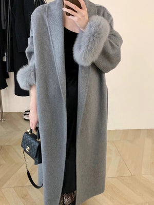 Women's Long Lapel Reversible Cashmere Coat