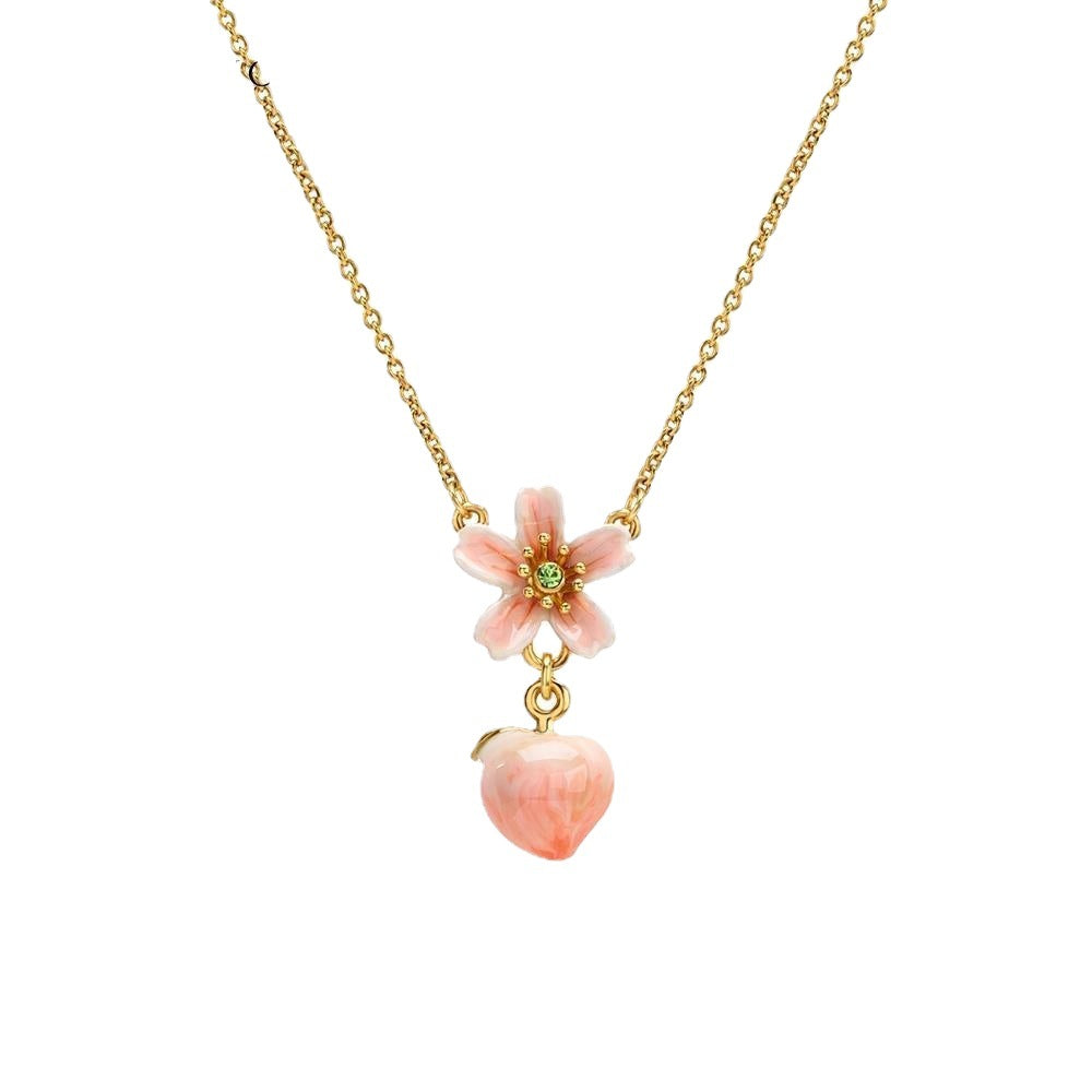 Enamel Painted Fruit Sweet Peach Necklace