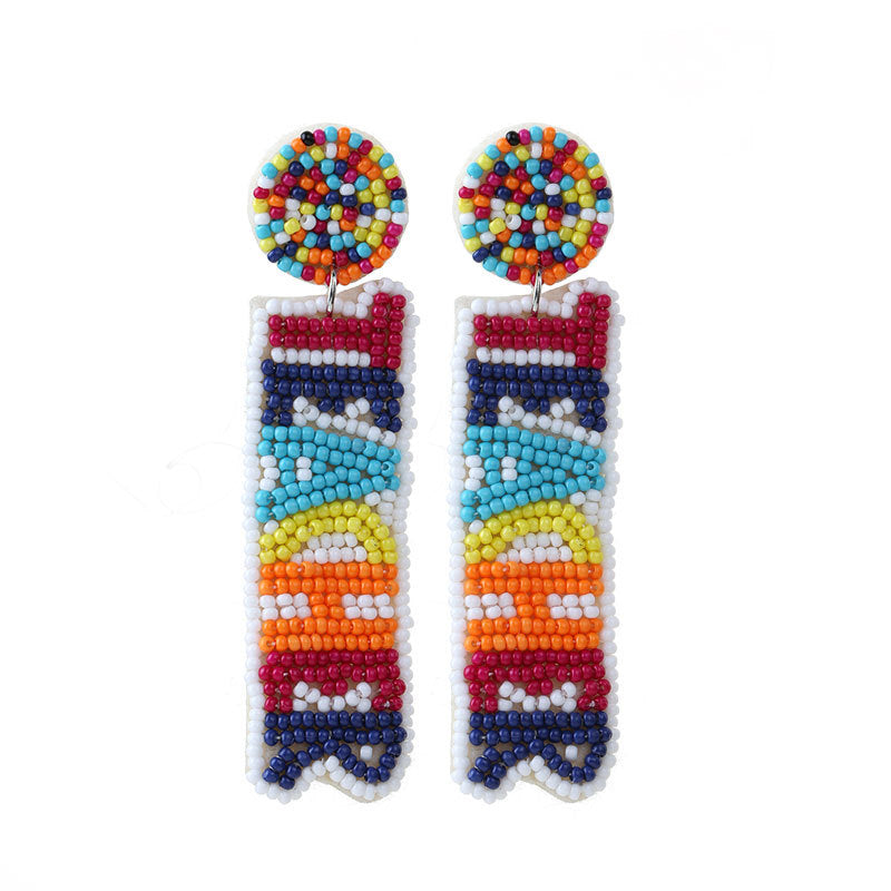 Women's Colorful Teacher Letter Bead Earrings