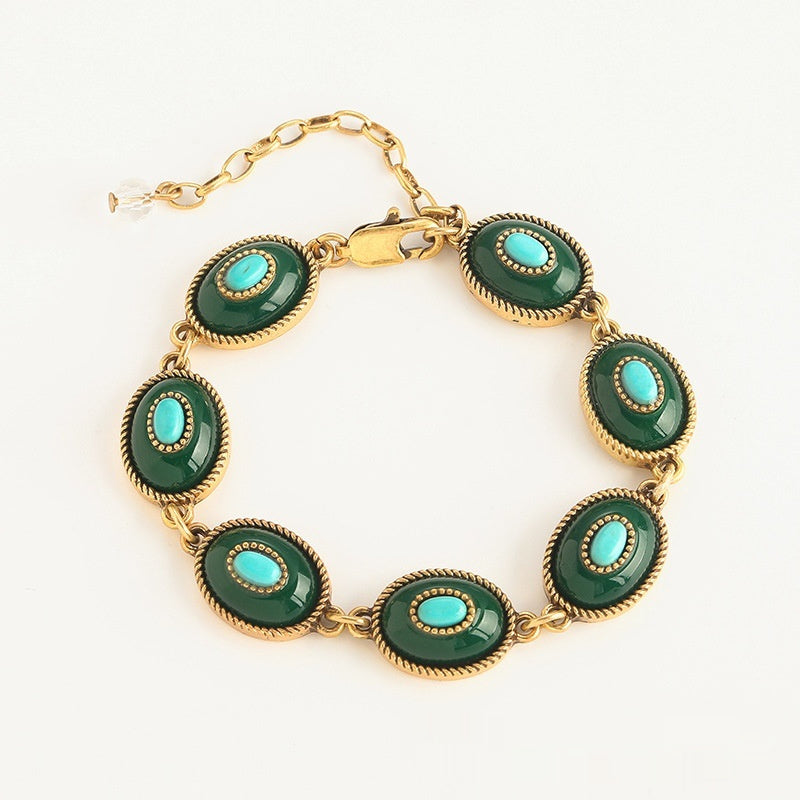 Bracelet Turquoise Vintage Distressed Colored Glaze