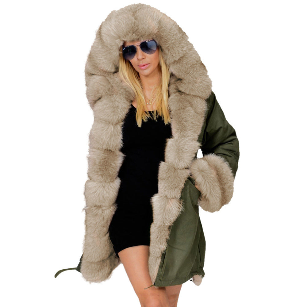 Cotton-padded Jacket Fur Collar Coat Hooded