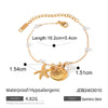 Fashion Jewelry 18K Gold Stainless Steel Pearl Chain Summer Holiday Shell Starfish Pendant Bracelet